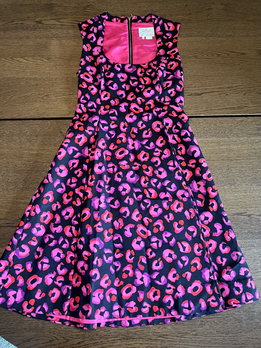 KATE SPADE New York Kimi Fit & Flare Leopard Multicolor Square Neck Knee Dress 2